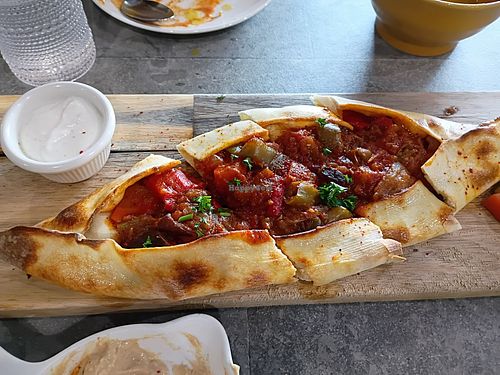 Vegan pide. Yum! at Sofra Turkish Grill in Kent