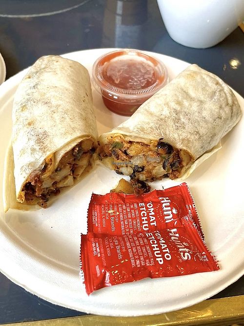 Vegan Breakfast Burrito (Red Salsa is amazing)  at Ellie’s Table in Irvine