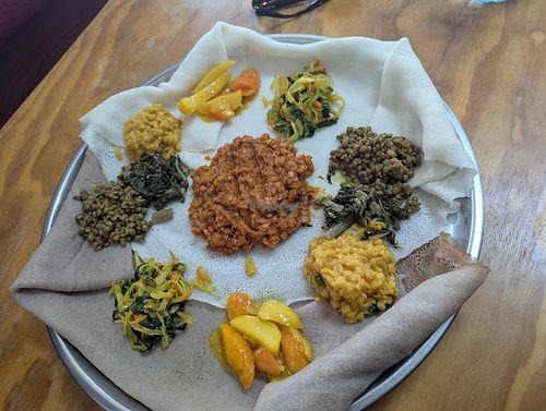 Vegan platter at Rehoboth Ethiopian Restaurant in Maryland
