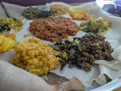 Vegan platter at Rehoboth Ethiopian Restaurant in Maryland