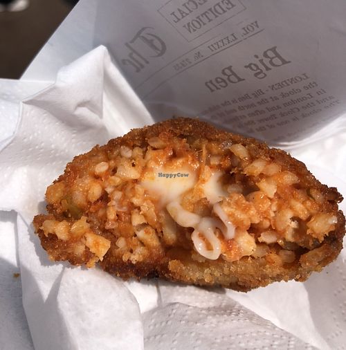 vegan suppli with the best melted vegan cheese!!  at vegan suppli in Rotterdam