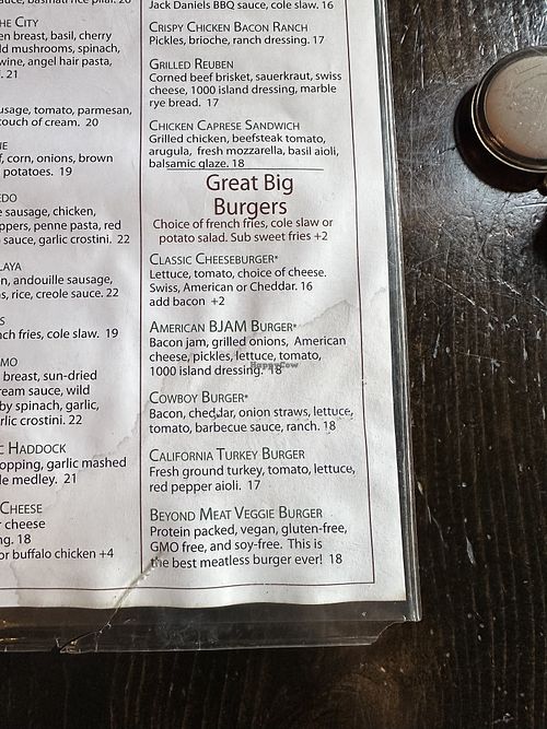 Beyond burger  at Fitzwilly's Restaurant in Northampton