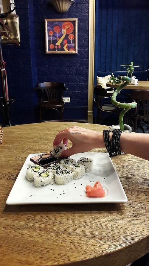 Vegan avocado sushi at Prana Bar in St Petersburg