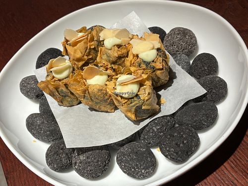 Hundred-layer beancurd with pickled mustard greens and almonds at Foldie in Taipei