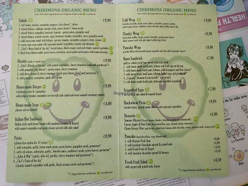menu in October 2017 at Chirimoya Healthy Food Station in Fuengirola