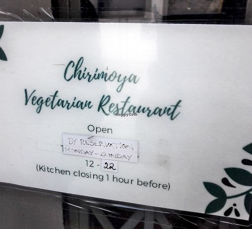 Door sign in November 2019.  at Chirimoya Healthy Food Station in Fuengirola