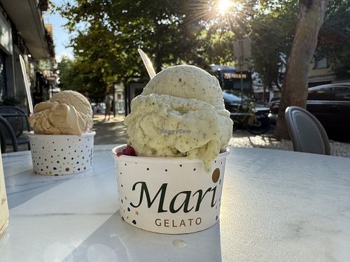 Pineapple with peppermint and raspberry icecream. Yummy!  at Mari Gelato in Alvalade