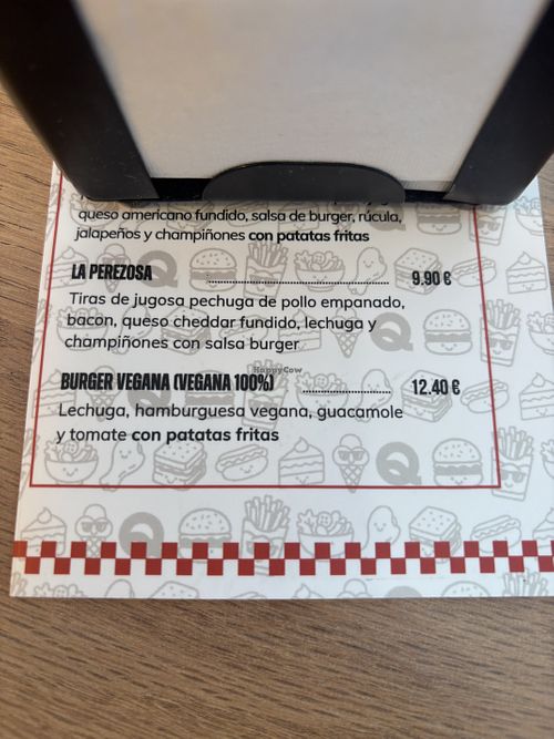 Carta  at Quebec Burguer in Cantabria