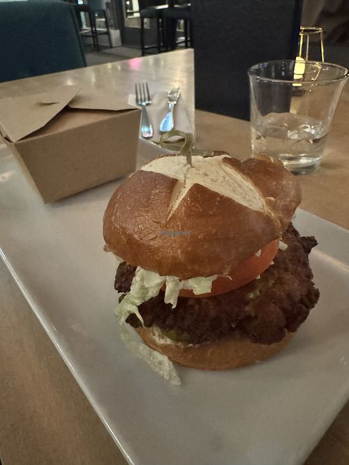 Cauliflower burger  at Hard Bean Brunch Waterfront in Vancouver
