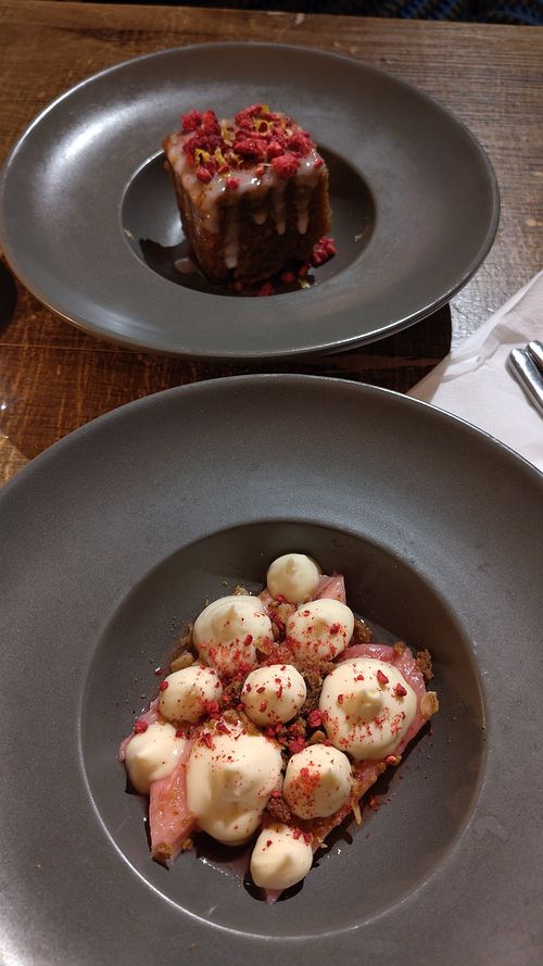 Two very pretty desserts at Soots  in Manchester