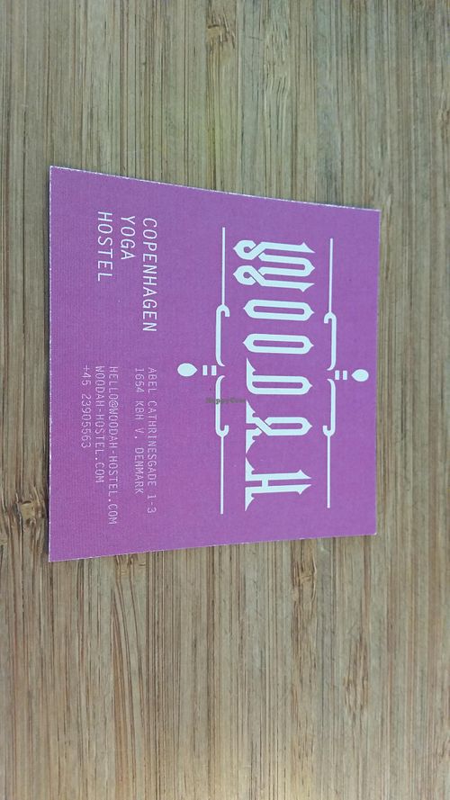 Address card at Woodah Cafe in Copenhagen