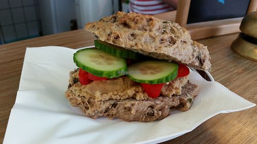 Humus sandwich  at Woodah Cafe in Copenhagen