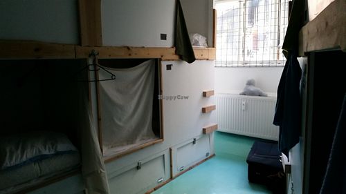 Hostel beds at Woodah Cafe in Copenhagen