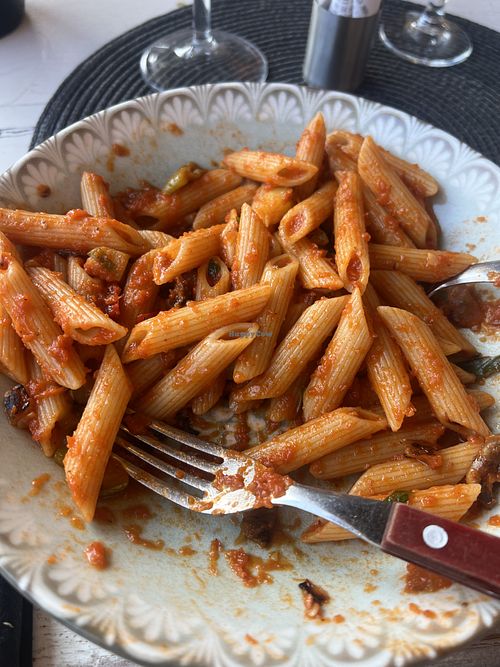 Pasta with vegetables (I forgot to take a pic before eating), was a large serve  at Glaronisia in Milos