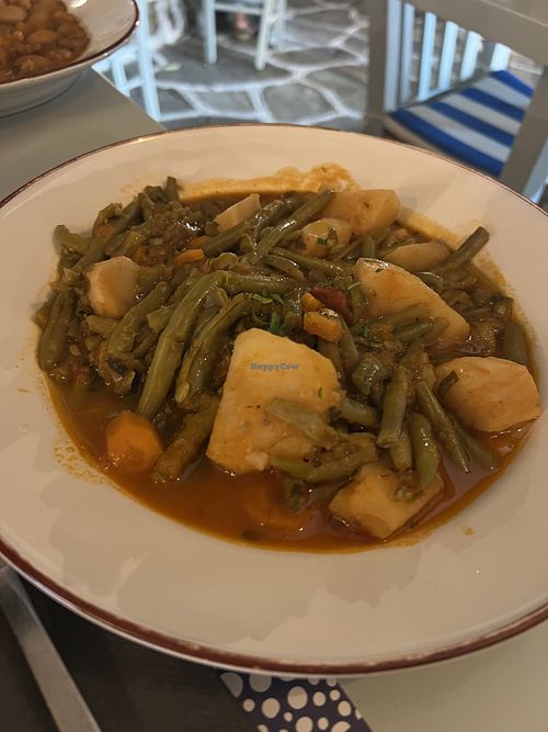 Green bean stew  at La Petite Taverne Windmills in Mikonos