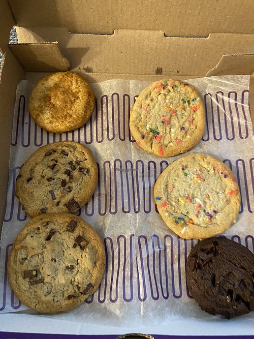 Vegan options: Fried ice cream, birthday cake, chocolate chunk and double chocolate chunk cookies   at Insomnia Cookies in Manchester