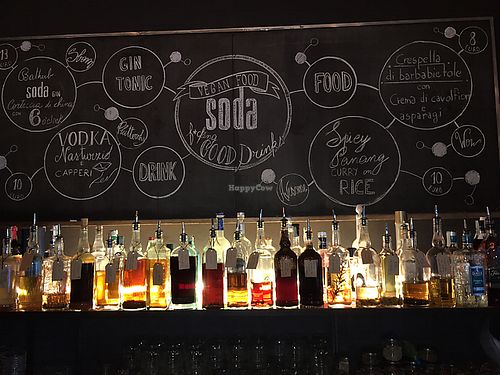 Cocktail bar and menu at Soda in Alba