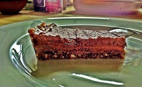 Raw chocolate peanut butter tart at Yuli's Lunch Box in Haifa