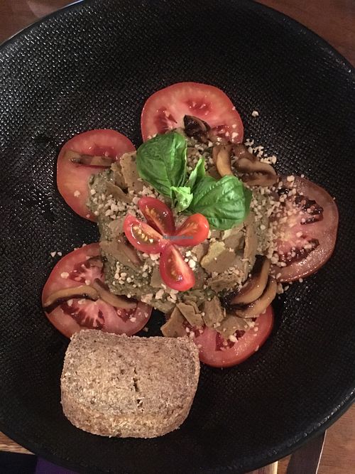 Warmed walnut pesto gnocchi with shiitake mushrooms. Tastes amaaazing - so rich!! at The Seeds of Life in Ubud