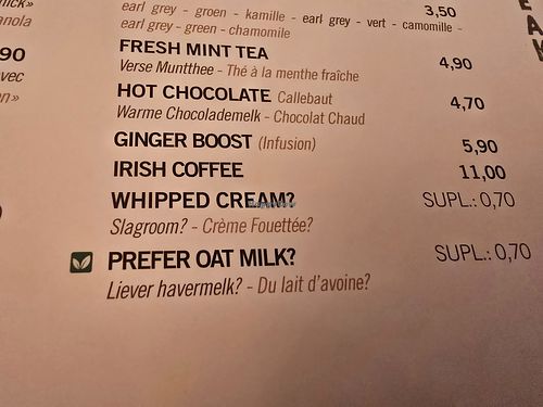 Pay more for oat milk at Poule&Poulette Brugge in Bruges