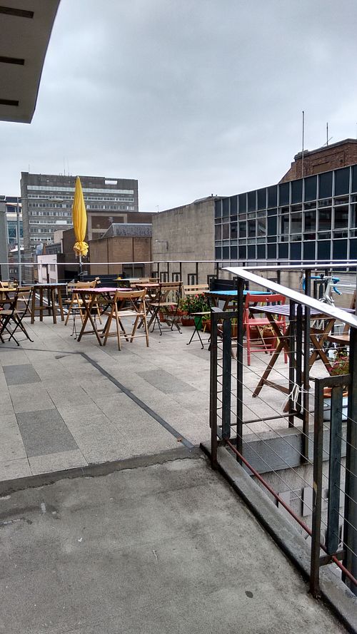 Outdoor seating for the constant hor summer days in Scotland. at The Project Cafe in Glasgow