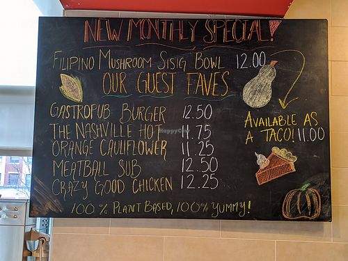 Today's faves  menu board - awesomely delicious Orange Cauliflower at Native Foods - Hyde Park in Chicago