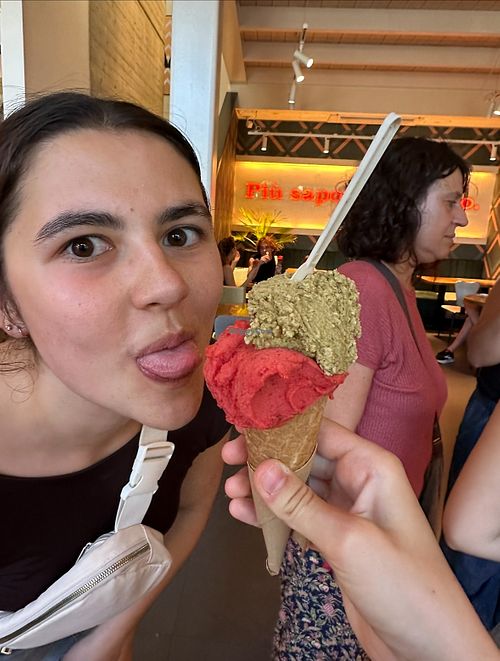 Pistachio & raspberry  at Gelateria Sunflower in Toscana