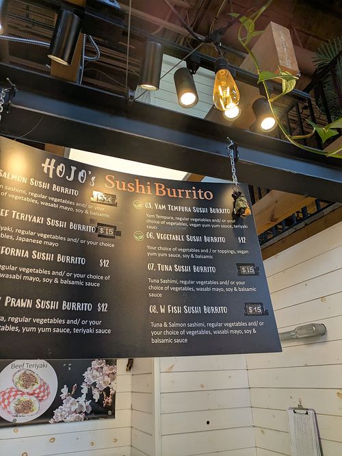 Vegan menu items at Hojo's Sushi Burrito in Charlottetown