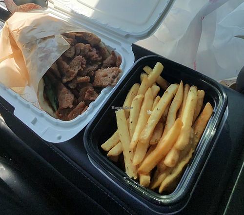 Generous portion of gyro “meat"  at Apola Greek Grill in Santa Clarita