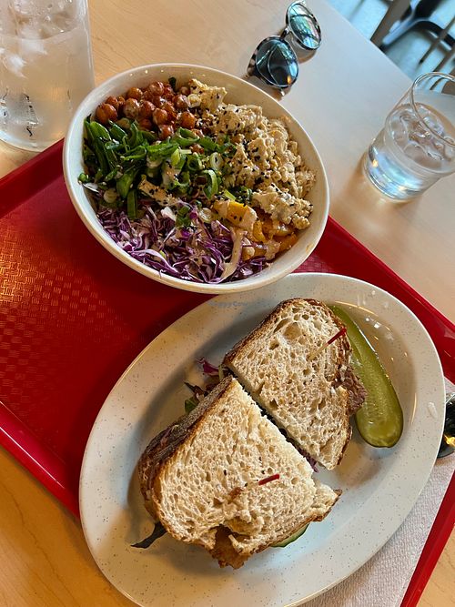 The tofu bowl and tofu sandwich at Little Kim in Ann Arbor