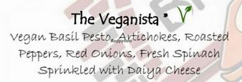 An example of one of the pizzas on their menu! They denote which pizzas can be vegan by swapping in Daiya cheese. at Sylvia's Brick Oven in Lafayette