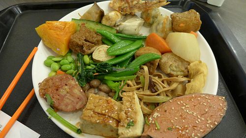 a selection of food from the minder buffet at Minder Vegetarian in Taipei