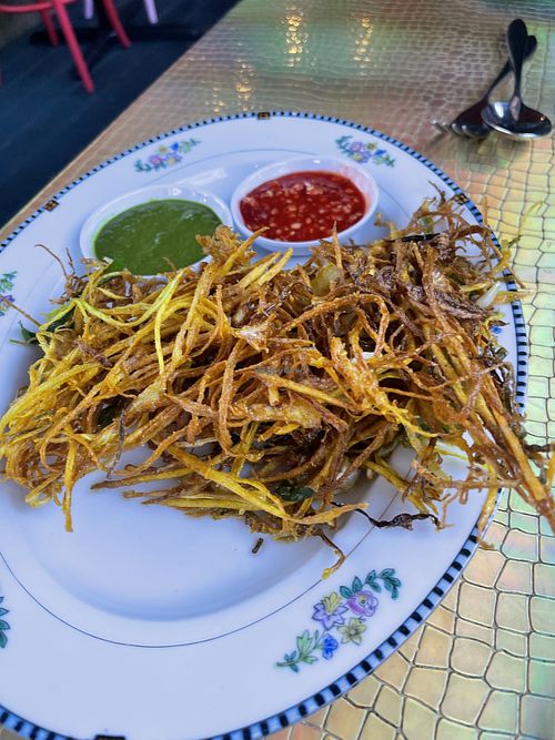 Not much flavor, just grease. Sauces were ok.   at Gado Gado in Portland