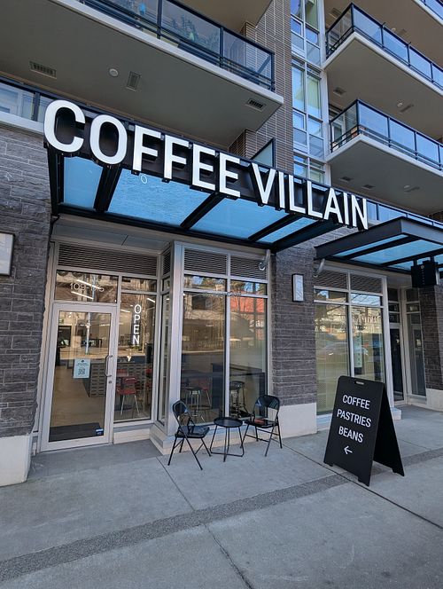 Front of the business at Coffee Villain in North Vancouver