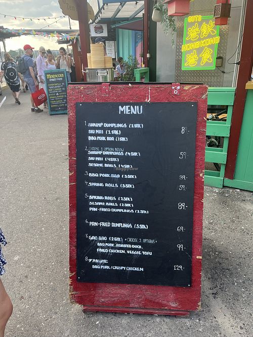 Menu sign  at Zen Dimsum & Bao in København