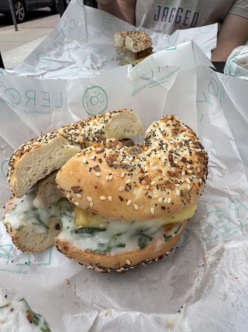 Vegan breakfast sandwich  at Leroy's Bagels - 29th Ave in Denver