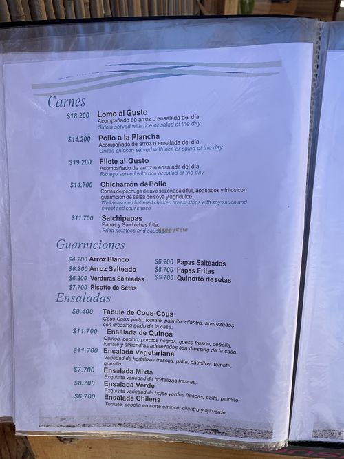 Salad options  at Restaurant Coral de Bahia Inglesa in Atacama