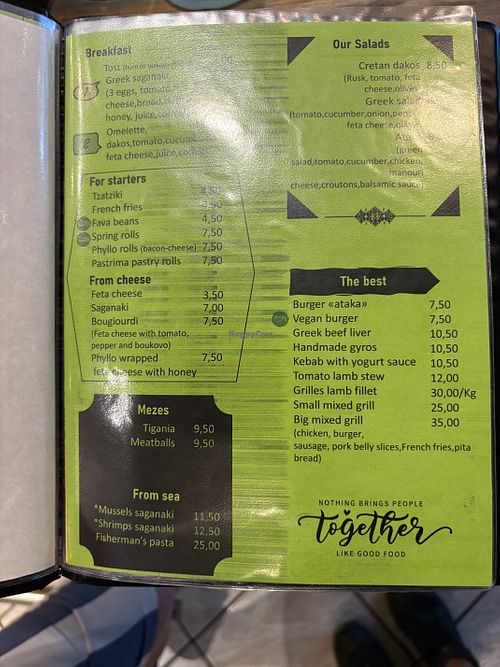 Vegan burger on menu   at Ataka in Athens