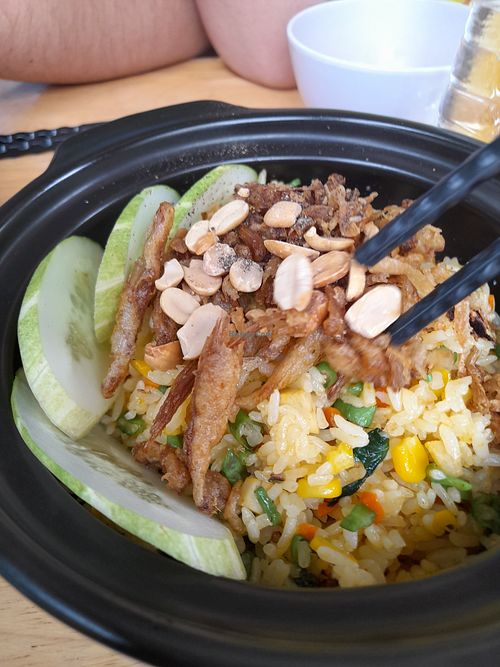 Fried rice mushrooms at Tiệm Chay Thong Thả in Ho Chi Minh City