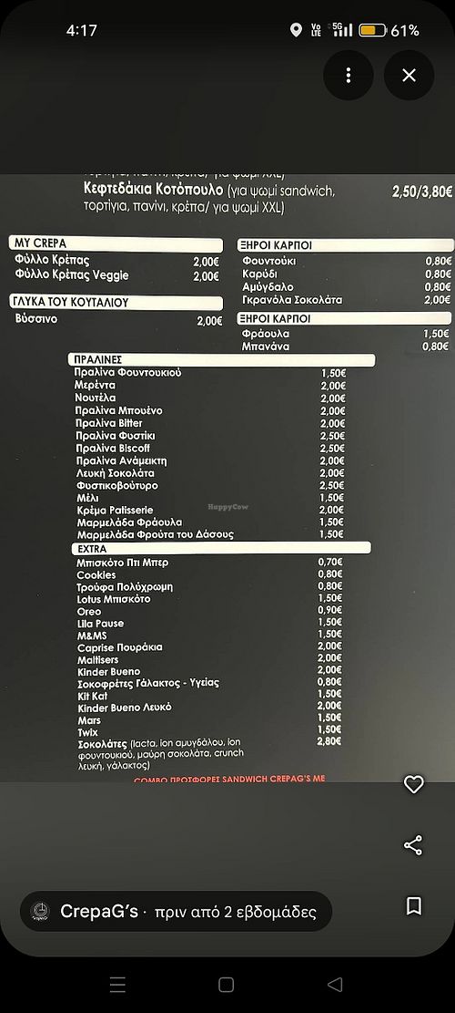 Sweet ingredients at CrepaG's in Chalkida