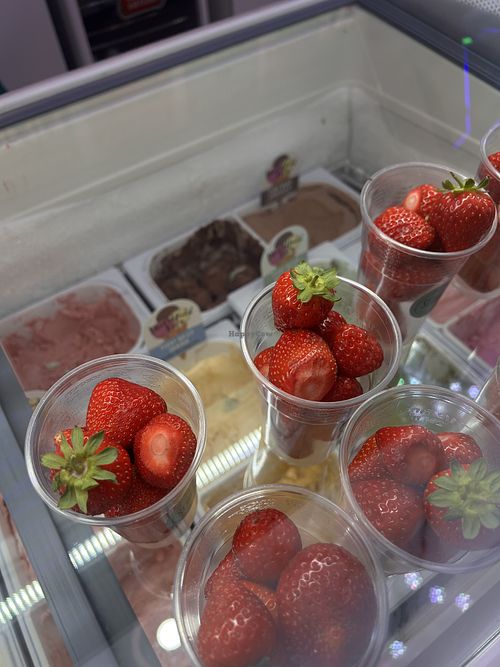 Strawberries you can have sauce on eg biscoff  at Scoops in Mablethorpe