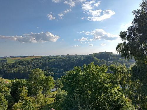 View from the terrace at Hafner Wirtshaus in Neuschoenau