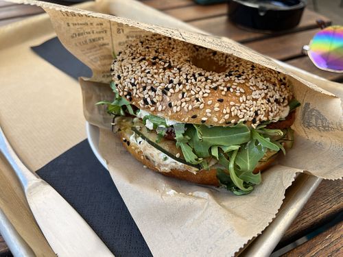 Vegan „Green“ Bagel  at Bagel Point in Ljubljana