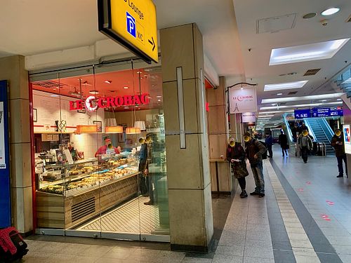 store front (lower level of central train station) at Le Crobag in Mannheim