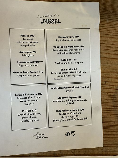 Pickles, aubergine, greens, kaki-age and gyoza are vegan, most other can be made vegan by request  at Mygel in Malmo