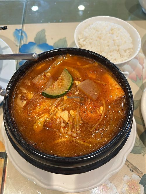 Kimchi tofu pot had lots of mushrooms at Water Drop Teahouse in Stafford