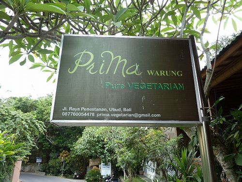 Prima Warung sign, Ubud, Bali at Prima Warung in Ubud