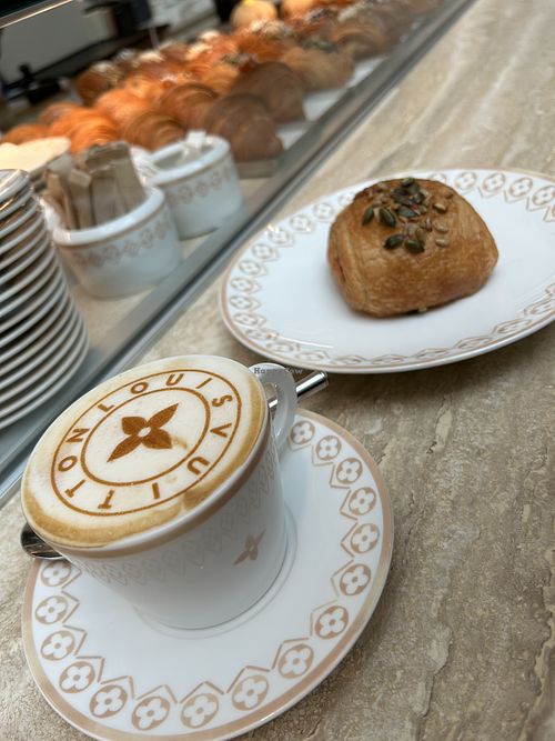 Vegan pastry with red berries and soy milk cappuccino   at DaV by Da Vittorio Louis Vuitton in Lombardia