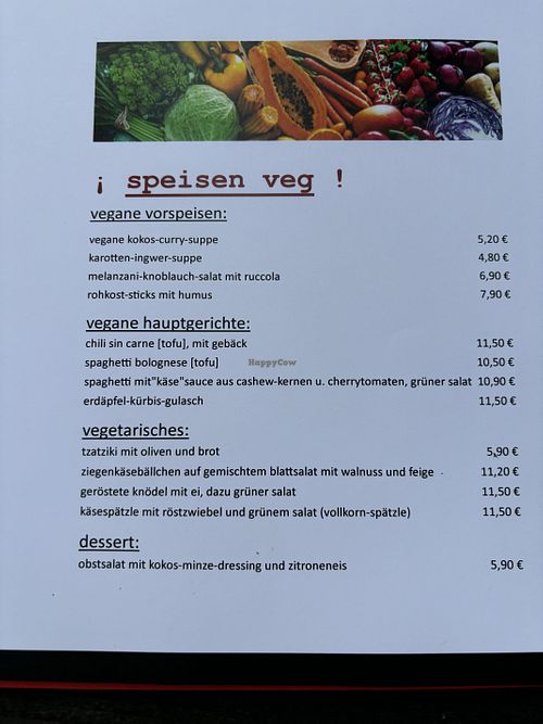 Menu   at Bebop in Vienna