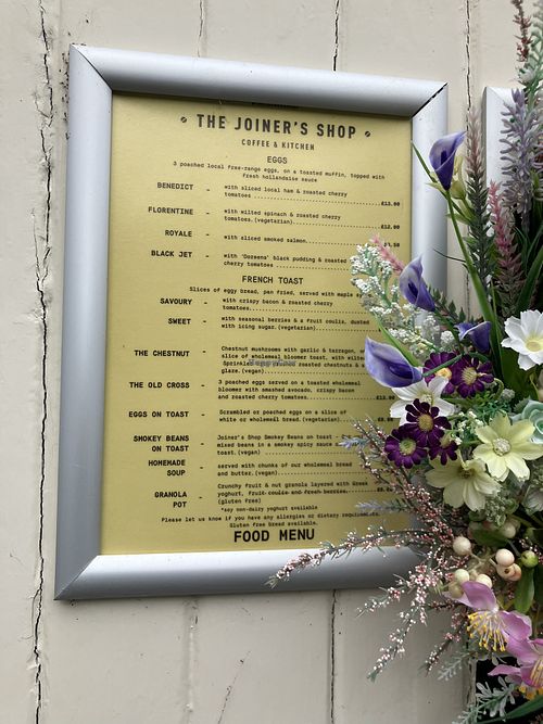 Menu  at The Joiner’s Shop in England